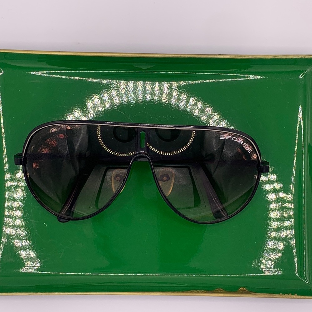 80s Wire Frame Aviators Sports Brand Black Metal with Maroon-ish Tint